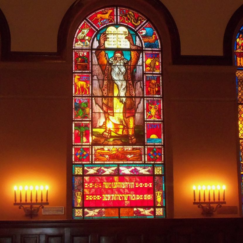 Stained Glass windows in Temple Emanuel